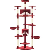 The Living Store Katzen-Kratzbaum mit Sisal-Kratzsäulen 203 cm Rot und Weiß