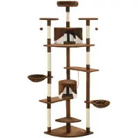 The Living Store Katzen-Kratzbaum mit Sisal-Kratzsäulen 203 cm Braun und Weiß