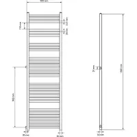 LuxeBath Badheizkörper Seitenanschluss, 500x1800 mm, Weiß, gerade, ohne Heizstab