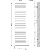 LuxeBath Badheizkörper Sahara, 500x1800 mm, Weiß, gebogen mit Seitenanschluss, ohne Heizstab