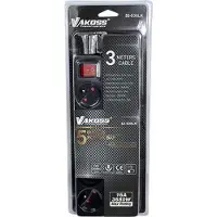 Vakoss 52-530LK, 3 m, Drinnen, Schwarz, CE, 5 AC-Ausgänge, 230-250 V