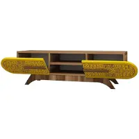 Skye Decor , Defne - WalnutYellow, TV-Einheit, Nussbaum, 100 % MELAMINBESCHICHTETE SPANPLATTEN, 145 x 37 x 37 cm