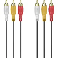Hama Audio-Kabel "Audiokabel, Videokabel, 3 CinchStecker, vergoldet, 3,0 m", schwarz, 300cmcm, Kabel, Audio-Kabel