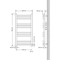 LuxeBath Badheizkörper Sahara, 500x800 mm, Weiß, gebogen mit Seitenanschluss, ohne Heizstab
