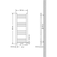 LuxeBath Badheizkörper Sahara, 300x800 mm, Weiß, gerade mit Mittelanschluss, ohne Heizstab