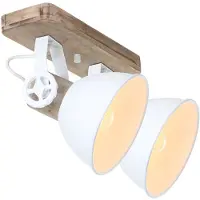 Steinhauer Deckenspot Gearwood weiß/holz hell, 2-flg., Länge 32 cm