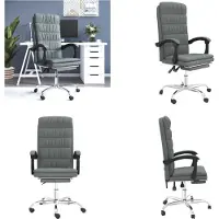 vidaXL Bürostuhl mit Liegefunktion Dunkelgrau Stoff - Bürostuhl Mit Liegefunktion - Bürostühle Mit Liegefunktion - Bürostuhl Mit Relaxfunktion - Schreibtischstuhl