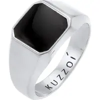 KUZZOI Siegelring "Ring Herren Siegelring Emaille Schwarz Basic 925 Silber" Gr. 56, silber, Fingerringe, Herren, 56, ohne Stein, Silber 925 (Sterlingsilber), 10mm, Siegelring