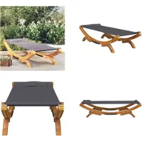 vidaXL Loungebett 100x188,5x44 cm Bugholz Massiv Anthrazit - Loungebett - Loungebetten - Outdoor Lounge Bett - Outdoor Bett