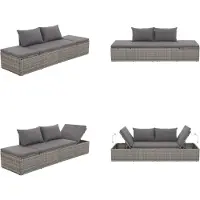 vidaXL Gartenbett Grau 195×60 cm Poly Rattan - Gartenliege - Gartenliegen - Sonnenliege - Sonnenliegen