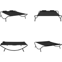 vidaXL Garten Sonnenliege Stoff Schwarz - Gartenliege - Gartenliegen - Sonnenliege - Sonnenliegen