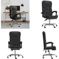 vidaXL Bürostuhl mit Liegefunktion Schwarz Kunstleder - Bürostuhl Mit Liegefunktion - Bürostühle Mit Liegefunktion - Bürostuhl Mit Relaxfunktion - Schreibtischstuhl