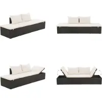 vidaXL Gartenbett Schwarz 195×60 cm Poly Rattan - Gartenliege - Gartenliegen - Sonnenliege - Sonnenliegen