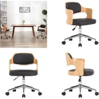 vidaXL Drehbarer Bürostuhl Schwarz Bugholz und Kunstleder - Bürostuhl - Bürostühle - Bürodrehstuhl - Bürodrehstühle