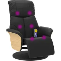 vidaXL Massagesessel mit Fußteil Schwarz Kunstleder