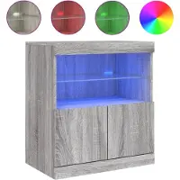 vidaXL Sideboard mit LED-Leuchten Grau Sonoma 60x37x67 cm