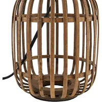 LINDBY Tischleuchte Marzanna, grau, Bambus, 42,5 cm, E27