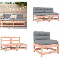 vidaXL Mittelsofas mit Kissen 2 Stk. Massivholz Douglasie - Mittelsofa - Mittelsofas - Gartensofa - Outdoor Sofa