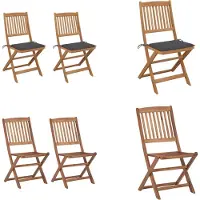 vidaXL Klappbare Gartenstühle 2 Stk. mit Kissen Massivholz Akazie - Gartenstuhl - Gartenstühle - Klappstuhl - Klappstühle