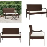 vidaXL Gartenbank mit Kissen Braun 105 cm Poly Rattan - Gartenbank - Gartenbänke - Garten Sitzbank - Outdoor Sitzbank