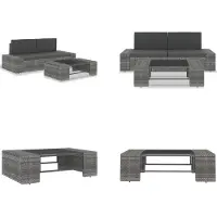 vidaXL 3 tlg. Garten Lounge Set Poly Rattan Grau - Garten-Lounge-Set - Garten-Lounge-Sets - Gartensofa - Gartensofas