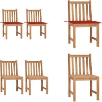 vidaXL Gartenstühle 2 Stk. mit Kissen Massivholz Teak - Gartenstuhl - Gartenstühle - Holz-Gartenstuhl - Holz-Gartenstühle