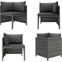 vidaXL Modulares Ecksofa mit Kissen Grau Poly Rattan - Modular-Sofa-Eckteil - Modular-Sofa-Eckteile - Modulares Sofa-Eckteil - Modulares Sofa-Eckteile