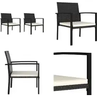 vidaXL Garten Essstühle 2 Stk. Poly Rattan Schwarz - Essstuhl - Essstühle - Gartenstuhl - Gartenstühle
