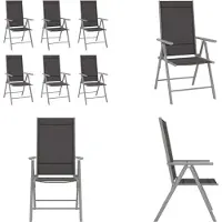 vidaXL Gartenstühle Klappbar 6 Stk. Textilene Schwarz - Gartenstuhl - Gartenstühle - Klappstuhl - Klappstühle