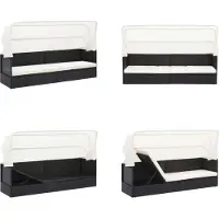 vidaXL Gartensofa mit Sonnendach Schwarz Poly Rattan - Gartensofa - Gartensofas - Sonnenliege - Sonnenliegen