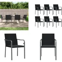 vidaXL Gartenstühle mit Kissen 6 Stk. Schwarz 56x59x84 cm Poly Rattan - Gartenstuhl - Gartenstühle - Terrassenstuhl - Outdoor Stuhl