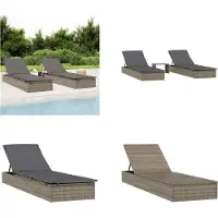 vidaXL Sonnenliegen 2 Stk. mit Tisch Grau Poly Rattan - Sonnenliege - Sonnenliegen - Sonnenbett - Tagesbett
