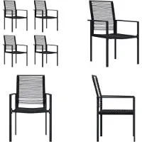 vidaXL Gartenstühle 4 Stk. PVC Rattan Schwarz - Gartenstuhl - Gartenstühle - Outdoor Stuhl - Outdoor Stühle