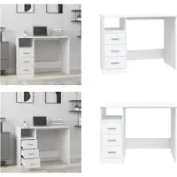 vidaXL Schreibtisch mit Schubladen Weiß 102x50x76 cm Holzwerkstoff - Schreibtisch - Schreibtische - Bürotisch - Computertisch