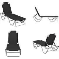 vidaXL Sonnenliege Aluminium und Textilene Schwarz - Sonnenliege - Sonnenliegen - Gartenliege - Gartenliegen