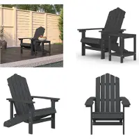 vidaXL Adirondack Gartenstuhl mit Tisch HDPE Anthrazit - Gartenstuhl - Gartenstühle - Gartenstuhl Und Tisch - Terrassenstuhl