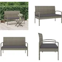 vidaXL Gartenbank mit Kissen Grau 105 cm Poly Rattan - Gartenbank - Gartenbänke - Garten Sitzbank - Outdoor Sitzbank