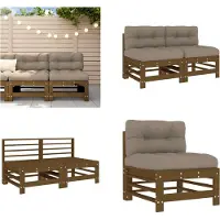 vidaXL Mittelsofas mit Kissen 2 Stk. Honigbraun Massivholz Kiefer - Mittelsofa - Mittelsofas - Gartensofa - Outdoor Sofa