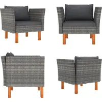 vidaXL Gartensofa Poly Rattan und Eukalyptus Massivholz - Rattan Gartensofa - Rattan Gartensofas - Gartensofa - Gartensofas
