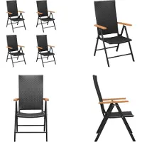 vidaXL Gartenstühle 4 Stk. Poly Rattan Schwarz - Gartenstuhl - Gartenstühle - Stuhl - Stühle
