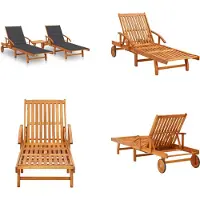 vidaXL Sonnenliegen 2 Stk. mit Tisch und Auflagen Massivholz Akazie - Gartenliege - Gartenliegen - Sonnenliege - Sonnenliegen