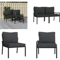 vidaXL Gartenstühle mit Grauen Kissen 2 Stk. 62x75x79 cm Stahl - Gartenstuhl - Gartenstühle - Außenstuhl - Terrassenstuhl