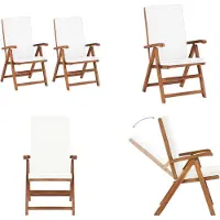 vidaXL Garten Liegestühle 2 Stk. mit Auflagen Massivholz Teak - Gartenstuhl - Gartenstühle - Garten-Liegestuhl - Garten-Liegestühle