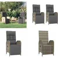 vidaXL Garten Relaxsessel mit Kissen 2 Stk. Poly Rattan Grau - Outdoor Relaxsessel - Garten Relaxsessel - Gartenstuhl - Gartensessel