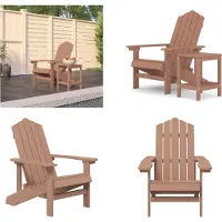 vidaXL Adirondack Gartenstuhl mit Tisch HDPE Braun - Gartenstuhl - Gartenstühle - Gartenstuhl Und Tisch - Terrassenstuhl