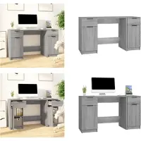 vidaXL Schreibtisch mit Beistellschrank Grau Sonoma Holzwerkstoff - Schreibtisch - Schreibtische - Bürotisch - Computertisch