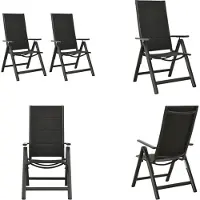 vidaXL Klappbare Gartenstühle 2 Stk. Textilene und Aluminium Schwarz - Gartenstuhl - Gartenstühle - Outdoor-Stuhl - Outdoor-Stühle