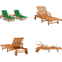 vidaXL Sonnenliegen 2 Stk. mit Tisch und Auflagen Massivholz Akazie - Gartenliege - Gartenliegen - Sonnenliege - Sonnenliegen