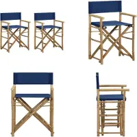 vidaXL Klappbare Regiestühle 2 Stk. Blau Bambus und Stoff - Regiestuhl - Regiestühle - Gartenstuhl - Gartenstühle