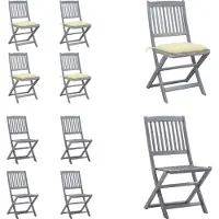 vidaXL Klappbare Gartenstühle 4 Stk. mit Kissen Massivholz Akazie - Gartenstuhl - Gartenstühle - Holz Gartenstuhl - Holz Gartenstühle